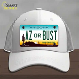Arizona Az Or Bust Novelty License Plate Hat Mesh / White