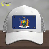 New York State Flag Novelty License Plate Hat Mesh / White