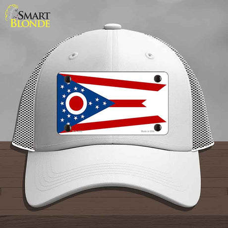 Ohio State Flag Novelty License Plate Hat Mesh White