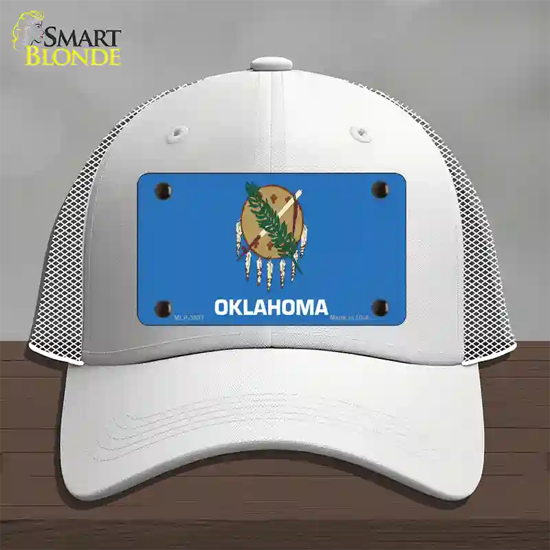 Oklahoma State Flag Novelty License Plate Hat Mesh / White