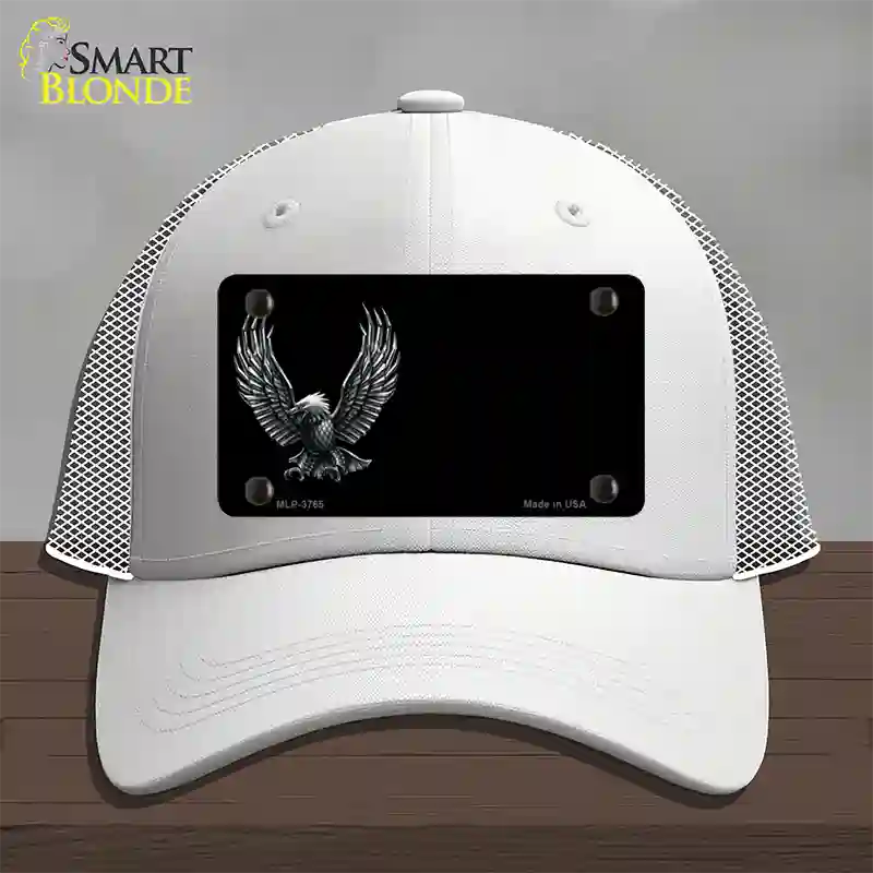 Eagle Offset Black Novelty License Plate Hat Mesh / White