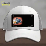 Track And Field Offset Black Novelty License Plate Hat Mesh / White