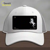 Unicorn Offset Black Novelty License Plate Hat Mesh / White