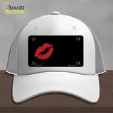 Red Lips Offset Novelty License Plate Hat Mesh / White