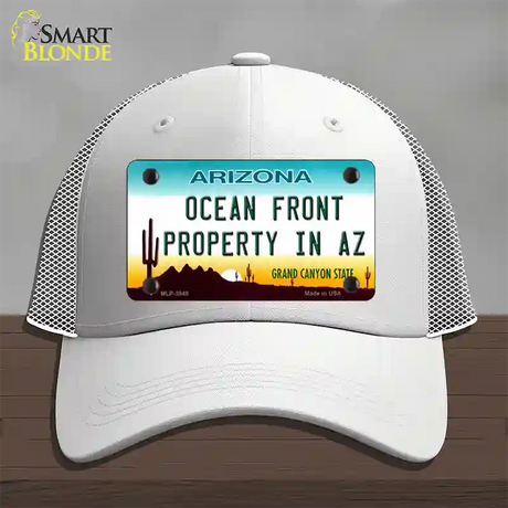 Ocean Front Property Novelty License Plate Hat Mesh / White