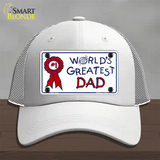 Worlds Greatest Dad Novelty License Plate Hat Mesh / White