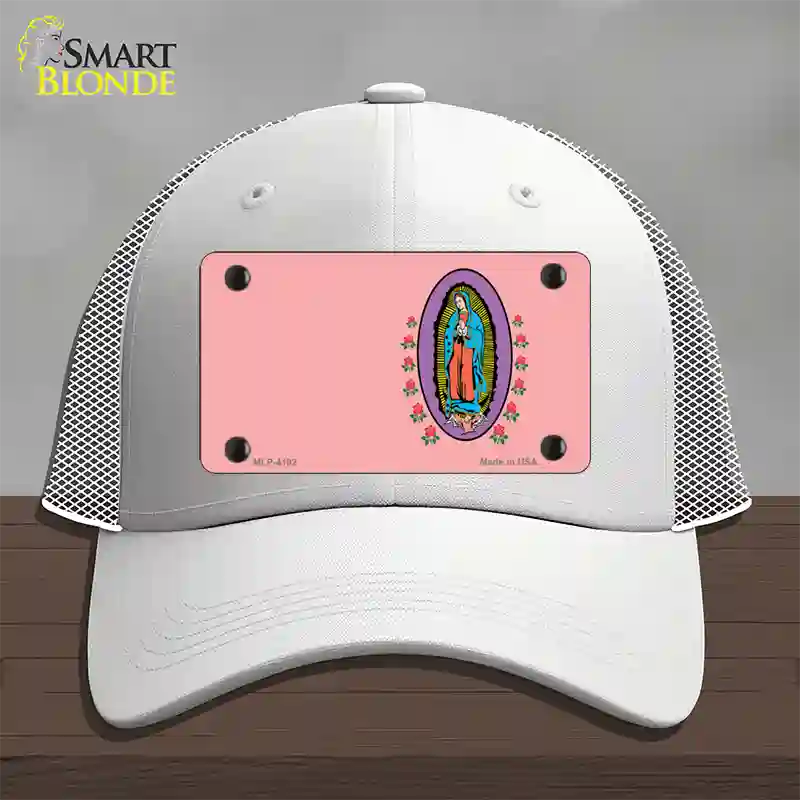 Virgin Mary Pink Novelty License Plate Hat Mesh / White