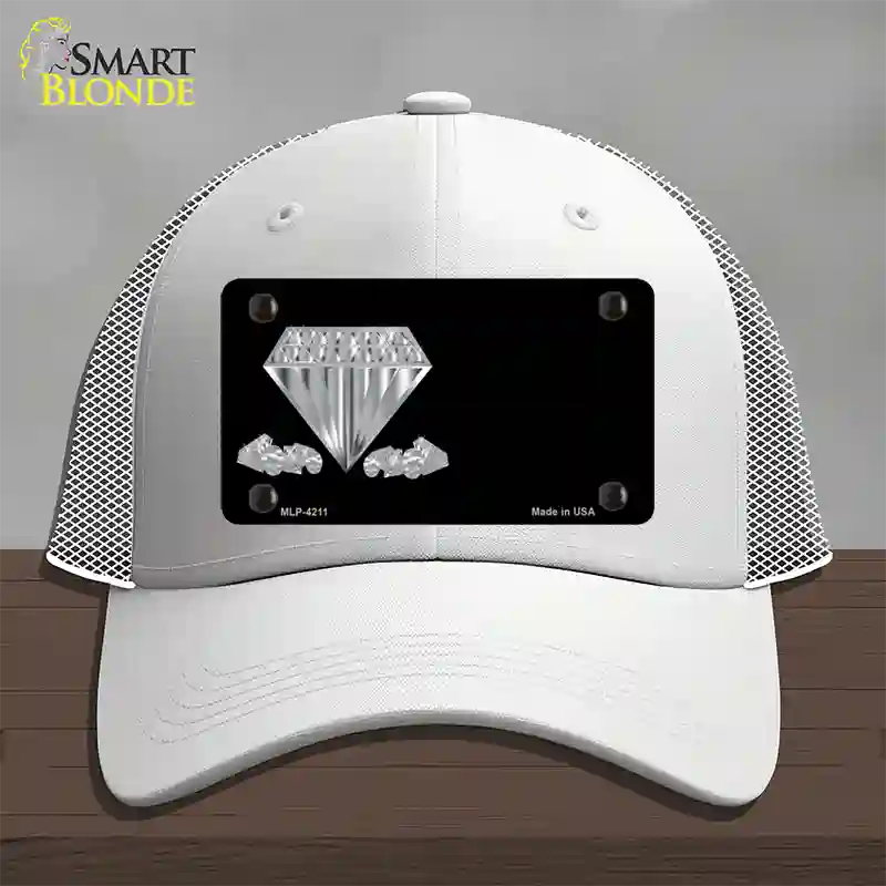 Diamonds Offset Novelty License Plate Hat Mesh / White
