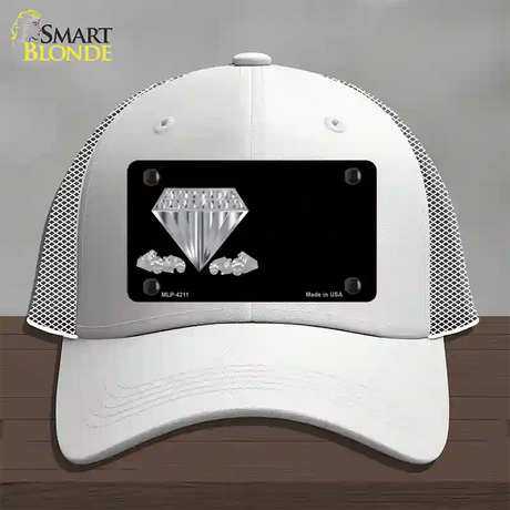Diamonds Offset Novelty License Plate Hat Mesh / White