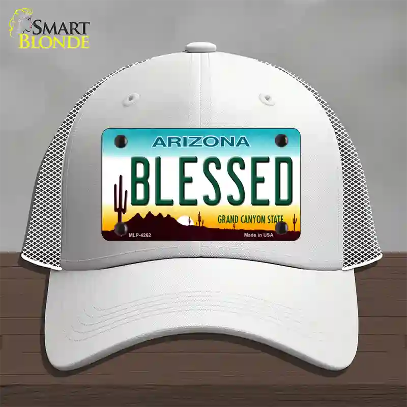 Blessed Arizona Novelty License Plate Hat Mesh / White
