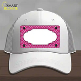 Pink White Quatrefoil Center Scallop Novelty License Plate Hat Mesh / White