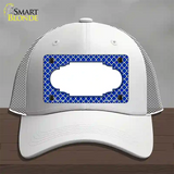 Blue White Quatrefoil Center Scallop Novelty License Plate Hat Mesh / White
