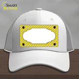 Yellow White Quatrefoil Center Scallop Novelty License Plate Hat Mesh / White
