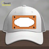 Orange White Quatrefoil Center Scallop Novelty License Plate Hat Mesh / White