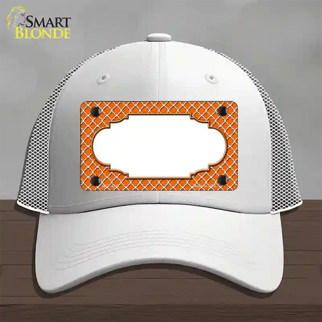 Orange White Quatrefoil Center Scallop Novelty License Plate Hat Mesh / White