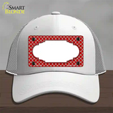 Red White Quatrefoil Center Scallop Novelty License Plate Hat Mesh / White