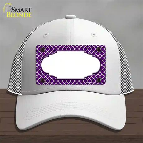Purple White Quatrefoil Center Scallop Novelty License Plate Hat Mesh / White