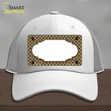 Brown White Quatrefoil Center Scallop Novelty License Plate Hat Mesh / White