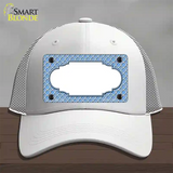 Light Blue White Quatrefoil Center Scallop Novelty License Plate Hat Mesh / White