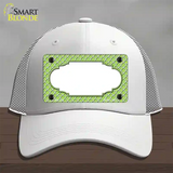 Lime Green White Quatrefoil Center Scallop Novelty License Plate Hat Mesh / White