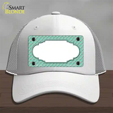 Mint White Quatrefoil Center Scallop Novelty License Plate Hat Mesh / White