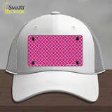 Pink White Quatrefoil Novelty License Plate Hat Mesh / White