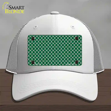 Green White Quatrefoil Novelty License Plate Hat Mesh / White