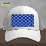 Blue White Quatrefoil Novelty License Plate Hat Mesh / White