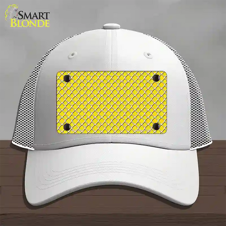 Yellow White Quatrefoil Novelty License Plate Hat Mesh / White