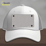 Grey White Quatrefoil Novelty License Plate Hat Mesh / White