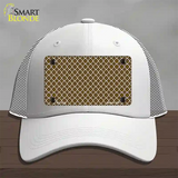 Brown White Quatrefoil Novelty License Plate Hat Mesh / White