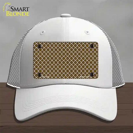 Brown White Quatrefoil Novelty License Plate Hat Mesh / White