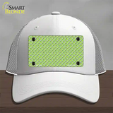 Lime Green White Quatrefoil Novelty License Plate Hat Mesh / White