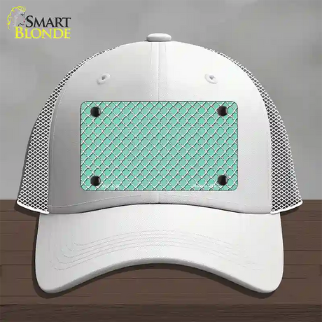 Mint White Quatrefoil Novelty License Plate Hat Mesh / White
