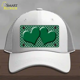 Green White Quatrefoil Green Center Hearts Novelty License Plate Hat Mesh / White