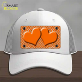 Orange White Quatrefoil Orange Center Hearts Novelty License Plate Hat Mesh / White