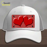 Red White Quatrefoil Red Center Hearts Novelty License Plate Hat Mesh / White