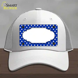 Scallop Blue White Polka Dot Novelty License Plate Hat Mesh / White