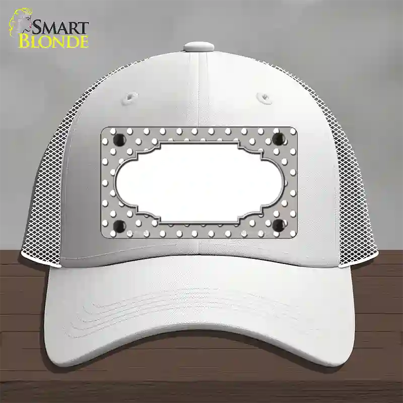 Scallop Grey White Polka Dot Novelty License Plate Hat Mesh / White