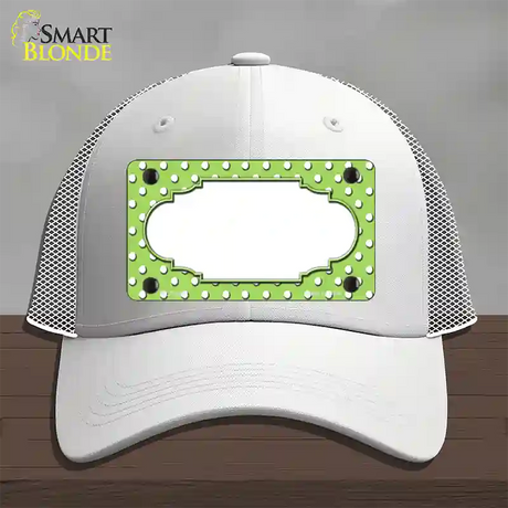 Scallop Lime Green White Polka Dot Novelty License Plate Hat Mesh / White