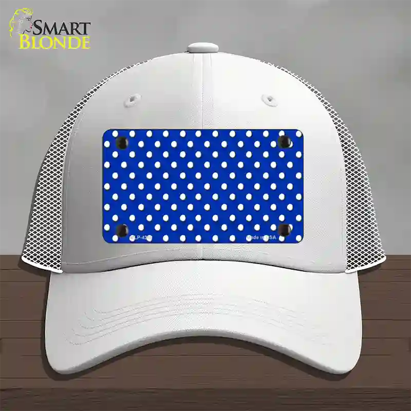 Blue Polka Dot Novelty License Plate Hat Mesh / White