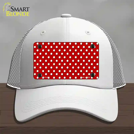 Red Polka Dot Novelty License Plate Hat Mesh / White