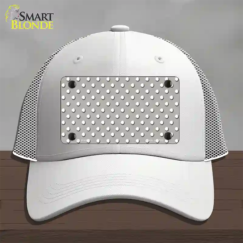 Grey Polka Dot Novelty License Plate Hat Mesh / White