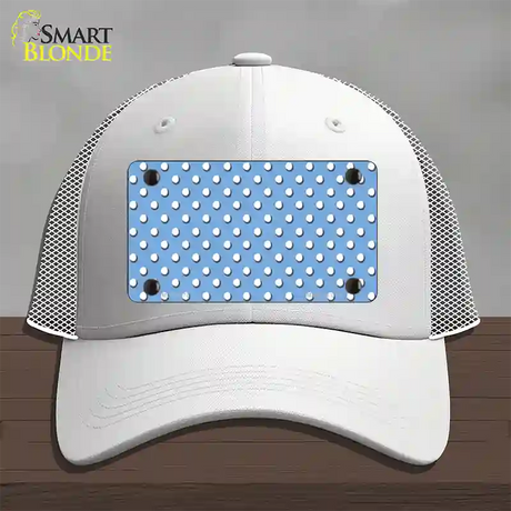 Light Blue Polka Dot Novelty License Plate Hat Mesh / White