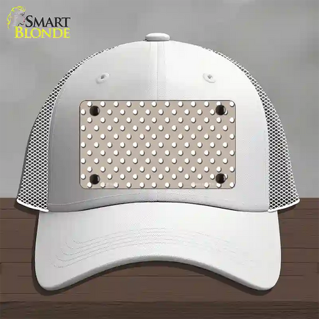 Tan Polka Dot Novelty License Plate Hat Mesh / White