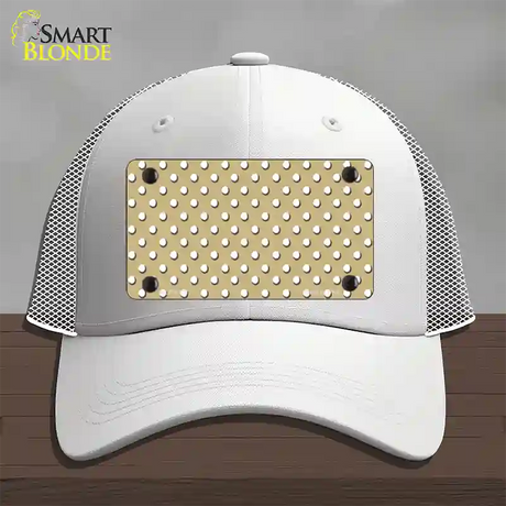 Gold Polka Dot Novelty License Plate Hat Mesh / White