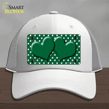 Green White Polka Dot Center Hearts Novelty License Plate Hat Mesh / White