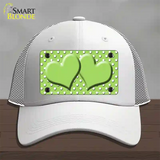 Lime Green White Polka Dot Center Hearts Novelty License Plate Hat Mesh / White