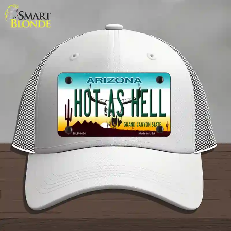 Hot As Hell Arizona Novelty License Plate Hat Mesh / White