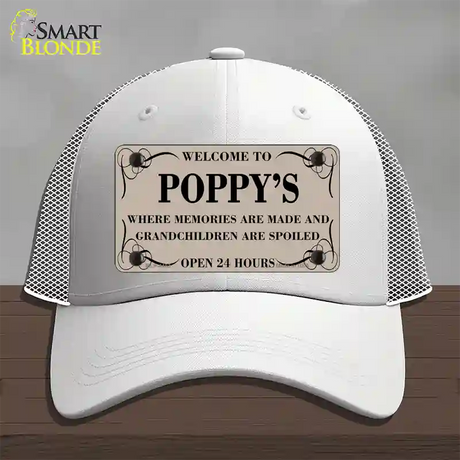 Welcome To Poppys Novelty License Plate Hat Mesh / White